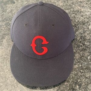 Mlb game used Cleveland Indians Negro league hat 2015 Cody Allen worn vs Detroit